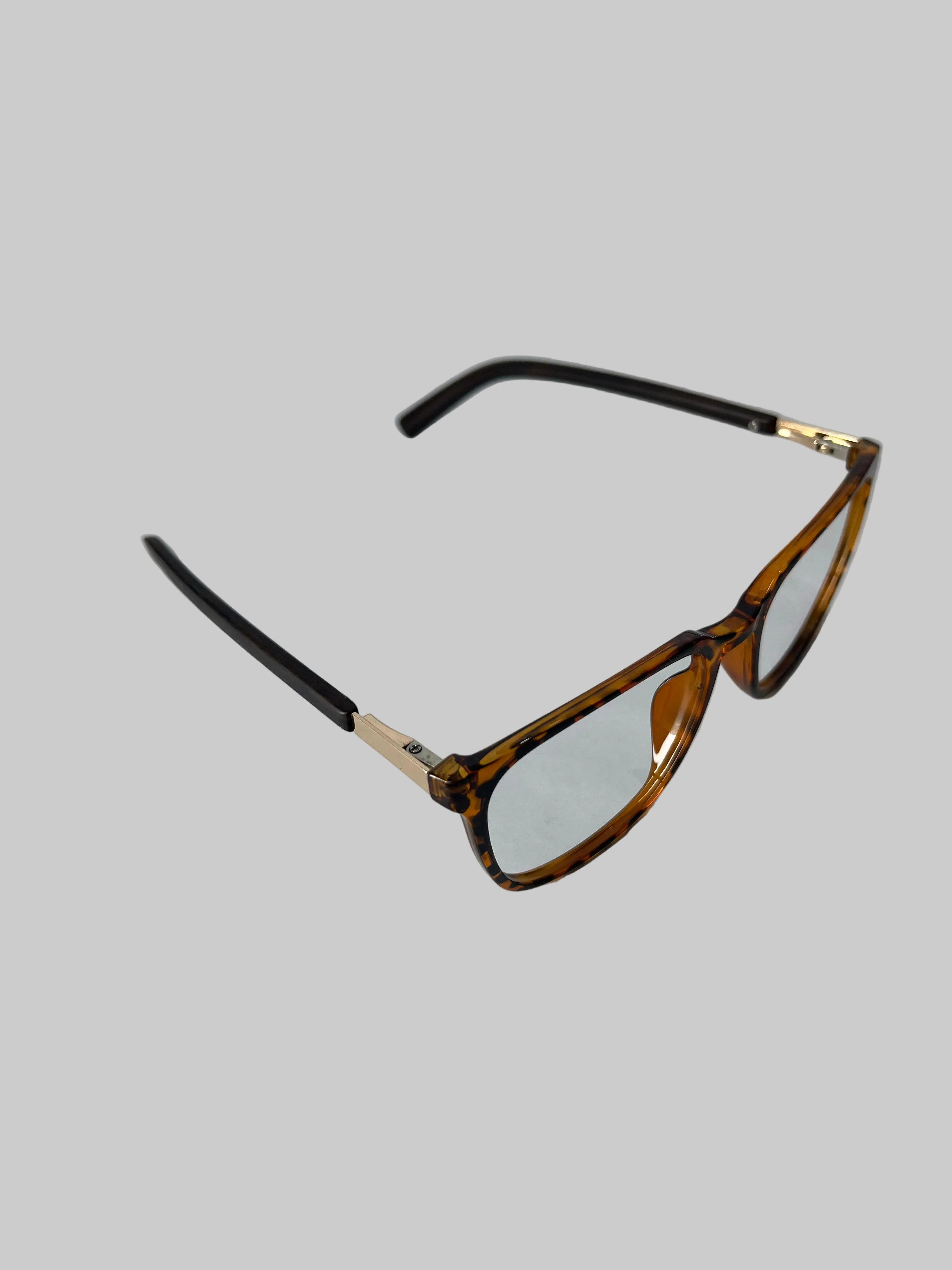 Brown eyeglasses on a white background